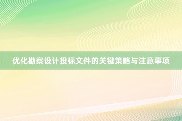 优化勘察设计投标文件的关键策略与注意事项